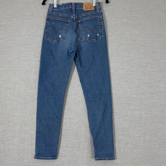 Levi's Wedgie Skinny Jeans High Rise Distressed Crop Button Fly Sz 26 - Picture 3 of 11